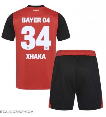 Bayer Leverkusen Granit Xhaka #34 Prima Maglia Bambino 2024-25 Manica Corta (+ Pantaloni corti)